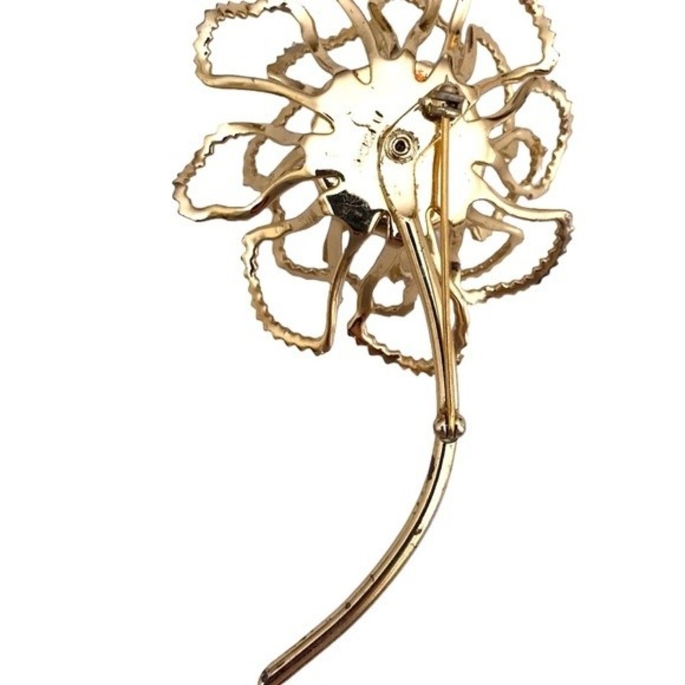 Vintage Sarah Coventry Allusions Gold Tone AB Rhinestones Flower Brooch 1968 - Picture 3 of 5